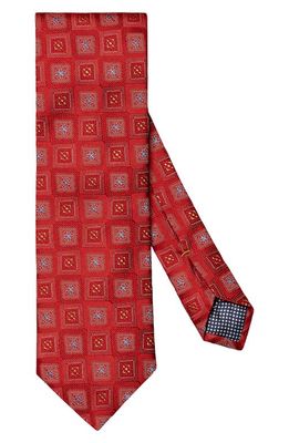 Eton Square Medallion Silk Tie in Medium Red
