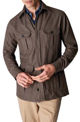 Eton Wool & Cashmere Twill Overshirt in Medium Brown