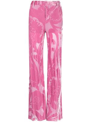 ETRO abstract-pattern flared trousers - Pink