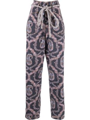 ETRO abstract-pattern tapered-leg trousers - Blue