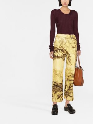 ETRO abstract-print cropped trousers - Yellow