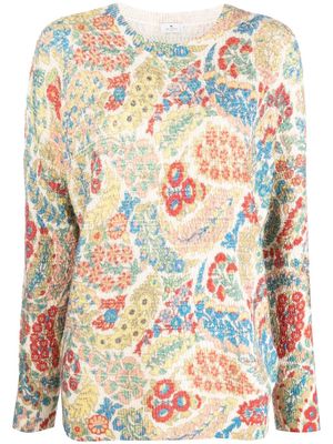 ETRO abstract-print long-sleeve jumper - White