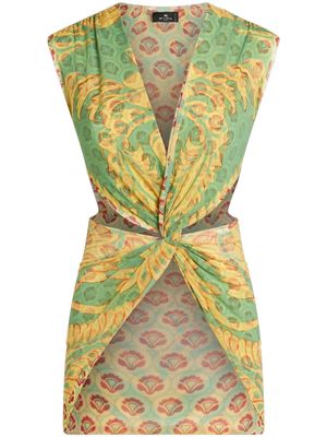 ETRO abstract-print tulle top - Green