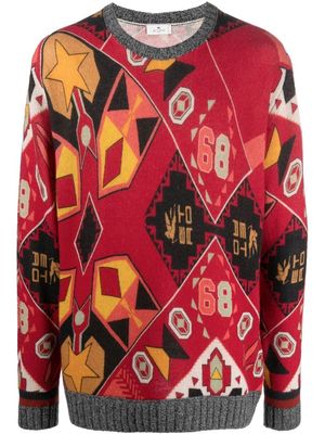 ETRO abstract-print woollen jumper - Red