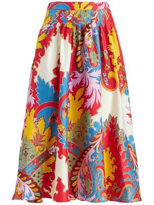 ETRO all-over graphic-print midi skirt - Red