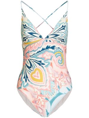 ETRO all-over graphic-print swimsuit - Blue