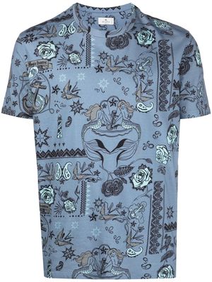 ETRO all-over print T-shirt - Blue
