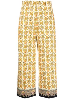 ETRO apple-print cropped trousers - Yellow