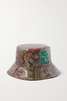 Etro - Appliquéd Paisley-print Shell Bucket Hat - Burgundy