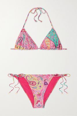 Etro - Artemis Paisley-print Halterneck Bikini - Pink