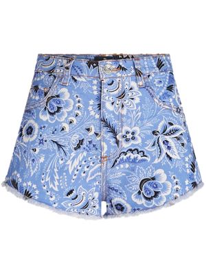 ETRO bandana-print denim shorts - Blue