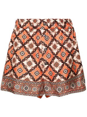 ETRO bandana-print silk shorts - Orange