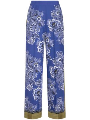 ETRO bandana-print straight-leg silk trousers - Purple