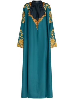 ETRO baroque-print silk dress - Blue