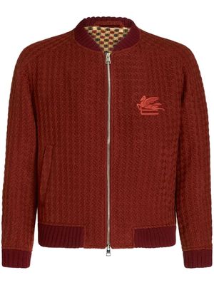 ETRO basket-weave zip-up jacket - Red