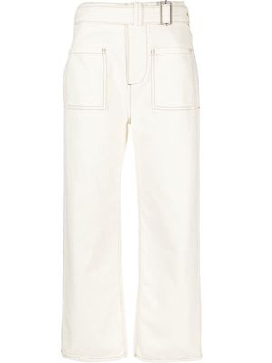 ETRO belted cropped jeans - White
