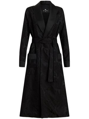 ETRO belted jacquard coat - Black