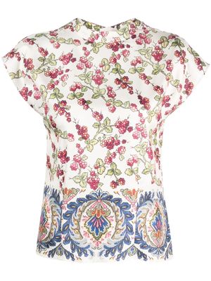 ETRO Berry-print silk T-shirt - Neutrals
