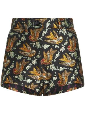 ETRO bird-motif short shorts - Black