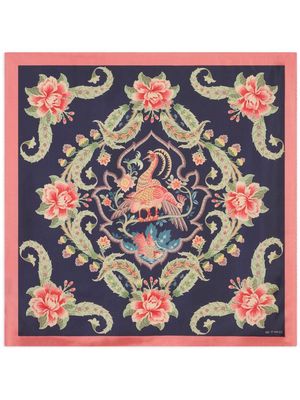 ETRO bird-print silk scarf - Blue