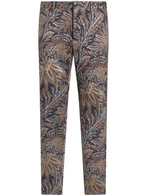 ETRO botanical-pattern jacquard tailored trousers - Multicolour