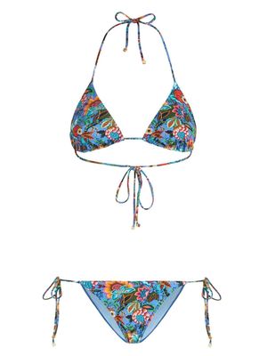 ETRO Bouquet-print bikini set - Blue