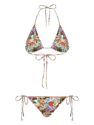 ETRO Bouquet-print bikini set - Green