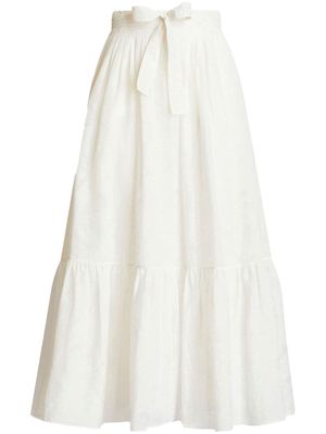 ETRO bow-detail ruffled long skirt - White