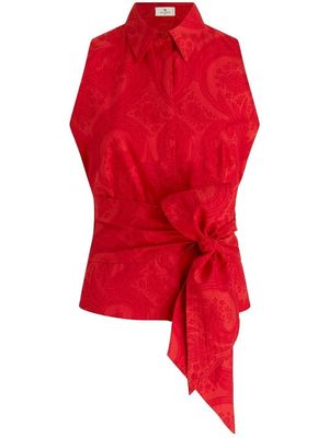 ETRO bow-fastening sleeveless shirt - Red