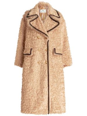 ETRO braided-trim double-breasted coat - Brown