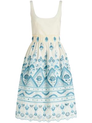 ETRO broderie anglaise flared dress - Blue