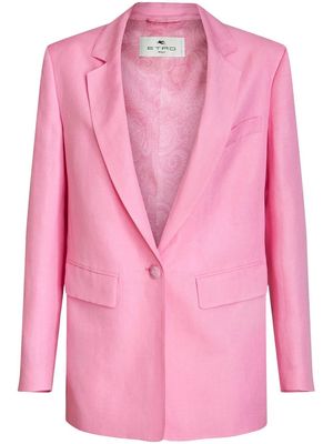 ETRO button-fastening linen-silk blazer - Pink