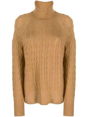 ETRO cable-knit roll-neck jumper - Brown