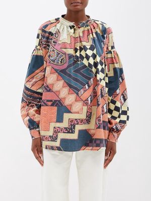 Etro - Calypso Patchwork Cotton Blouse - Womens - Multi