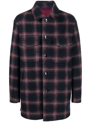 ETRO check-pattern single-breasted coat - Blue