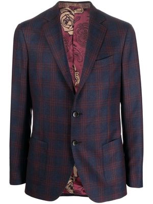 ETRO check-pattern single-breasted suit - Blue