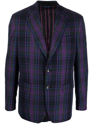 ETRO check-pattern virgin wool-blend blazer - Purple