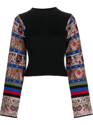 ETRO contrasting-panel intarsia-knit jumper - Black