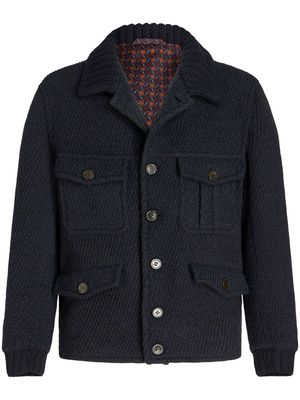 ETRO contrasting-trim wool blend bomber jacket - Black