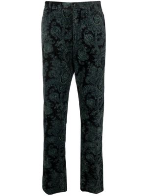 ETRO corduroy paisley-pattern cotton trousers - Green