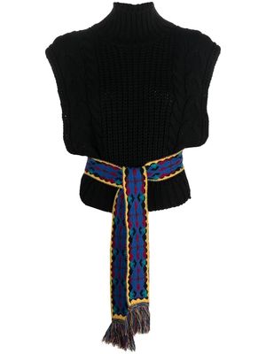 ETRO crocheted belted vest - Black