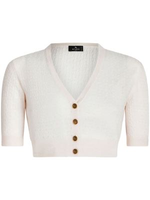 ETRO cropped buttoned wool cardigan - White