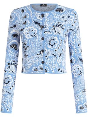 ETRO cropped paisley-jacquard cardigan - Blue