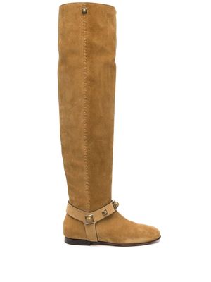 ETRO Crown Me stud-embellished knee-high boots - Brown