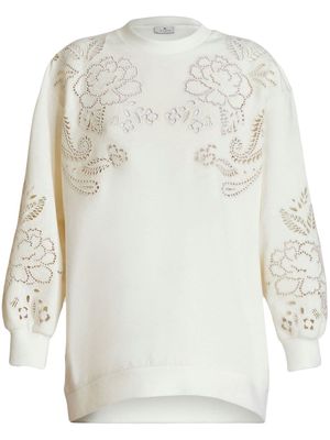 ETRO cutout paisley-embroidered sweatshirt - White