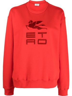 ETRO debossed-logo cotton jumper - Red