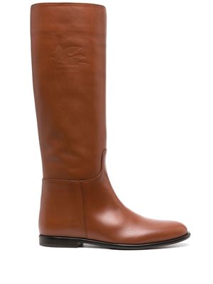 ETRO debossed-logo leather boots - Brown