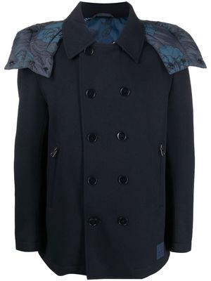 ETRO detachable-hood double-breasted coat - Blue