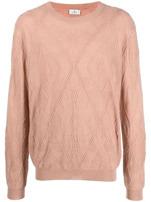 ETRO diamond-pattern crew neck sweater - Pink