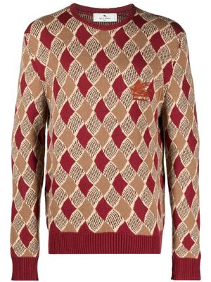 ETRO Diamond-pattern wool jumper - Red